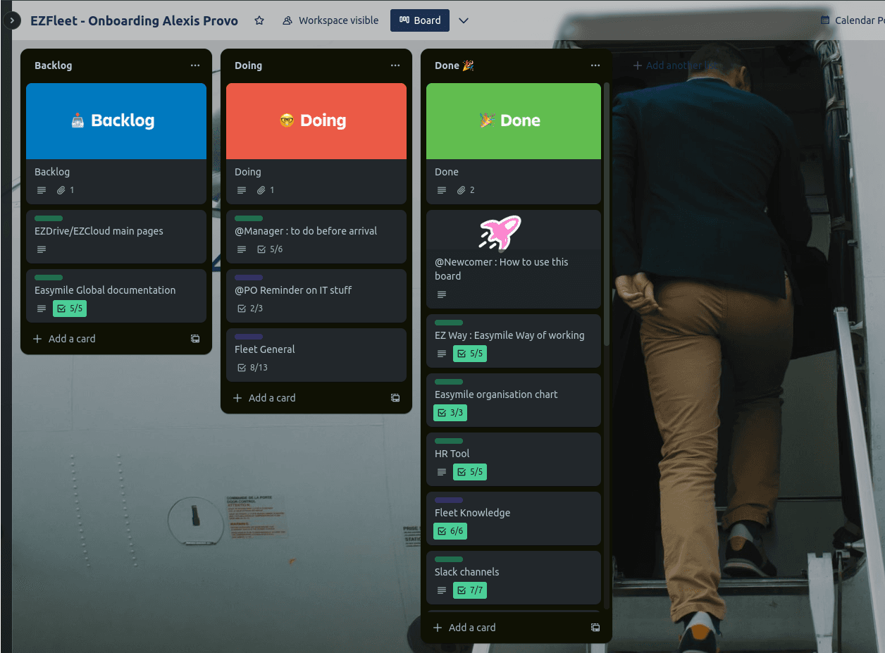 Trello d'onboarding